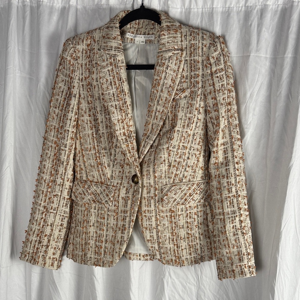 Veronica Beard Cream and Brown Textured Blazer